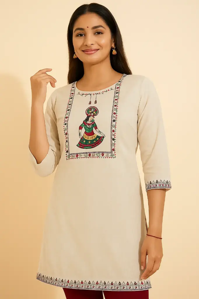 Elegant Rajwadi  Khadi Short Kurti