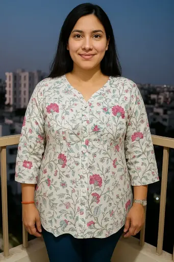 Tailored Floral Kurti Top