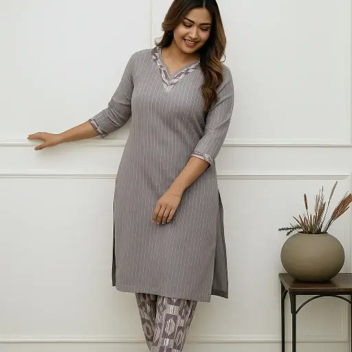 Levender - grey hue with delicate vertical stripes